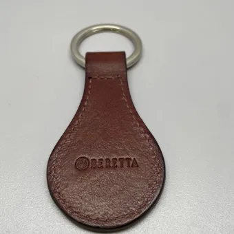 Portachiavi con logo in cuoio marrone