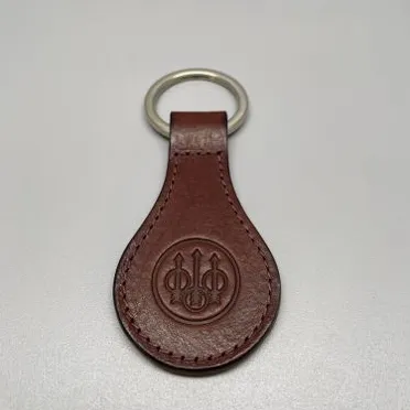 Portachiavi con logo in cuoio marrone