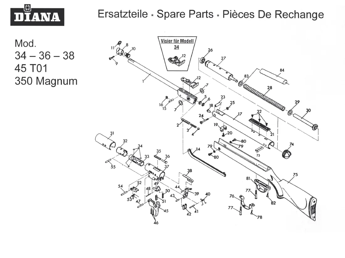 Mod. 34 - 36 - 38 - 45 T01 - 350 Magnum