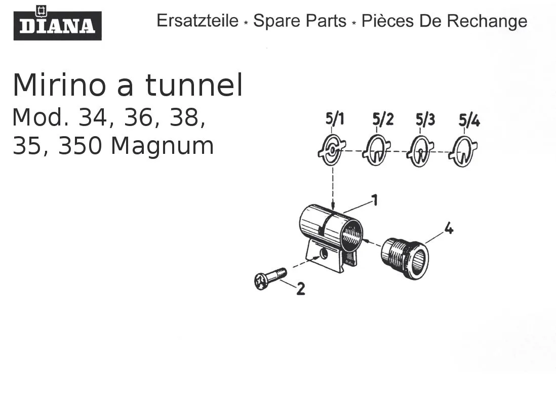 Mirino a tunnel - Mod. 34 - 36 - 38 - 35 - 350 Magnum