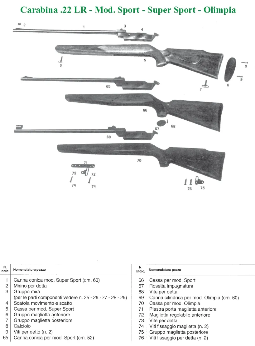 Carabina .22 LR - Mod. Sport - Super Sport - Olimpia